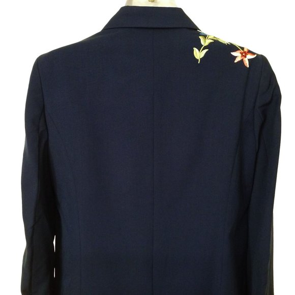 Vintage Y2K Blazer Chadwicks of Boston Floral Embroidered Ladies-8(M) Navy - Picture 12 of 12